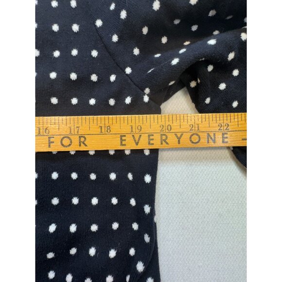 Talbots Womens Open Front Cardigan Sweater Sz Lp Black White Polka Dot Blue Trim - Picture 7 of 9
